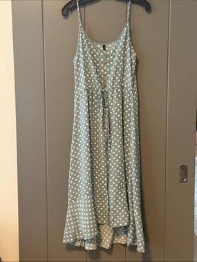 Brovave Polka Dot High-Low Sundress with Tie Waist - Light green